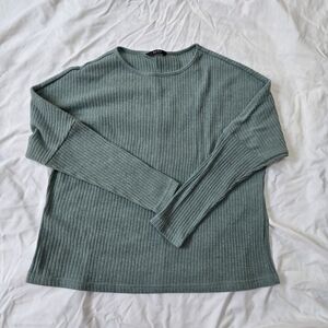 SHEIN Ribbed Crew Neck Sweater - Teal
